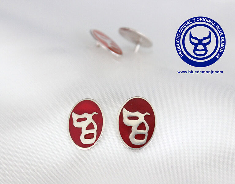 Aretes máscara perfil rojo