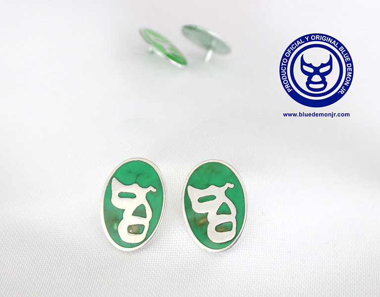 Aretes máscara perfil verde